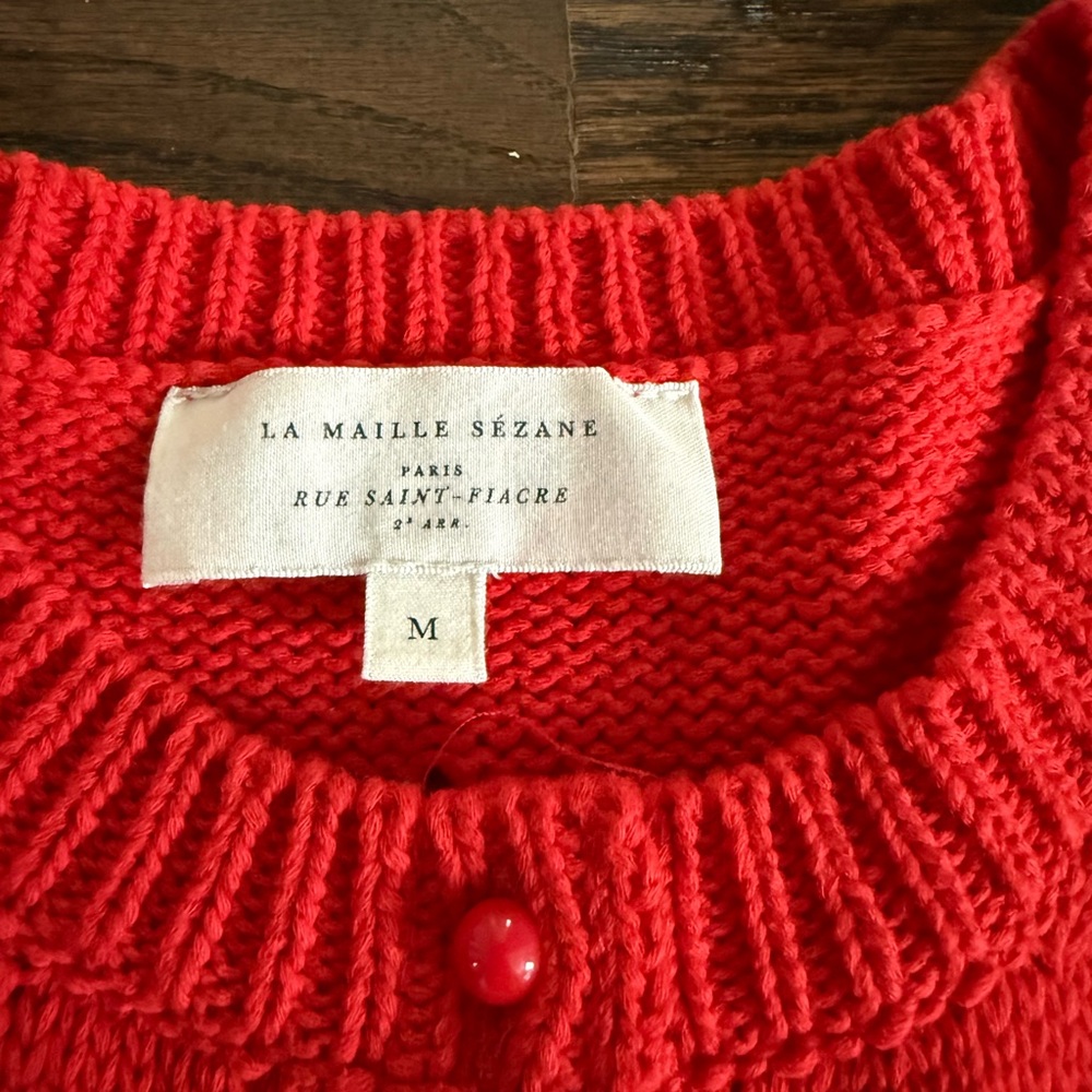 Sezane Kyle Short-Sleeve Knit Cardigan, size M - Picture 3 of 5